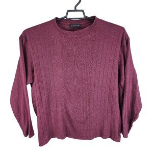 Mens Burgundy J. Ferrar Ribbed Shirt Long Sleeve Crew Neck Size XL